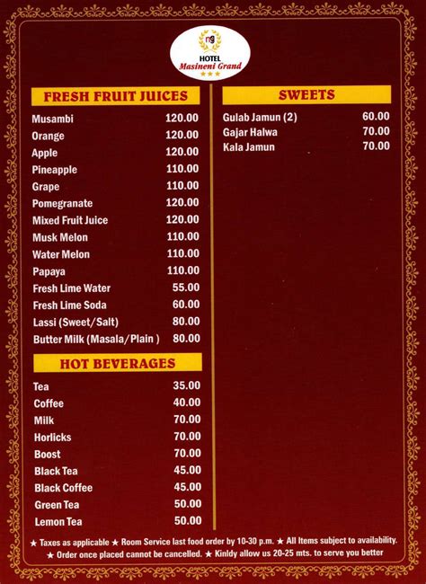 masti restaurant|Menu